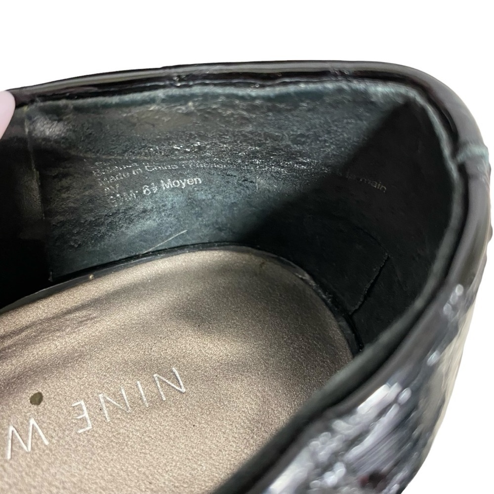 Nine West Black Patent Croc Print Heeled Loafer - 6.5 China - Picture 11 of 12